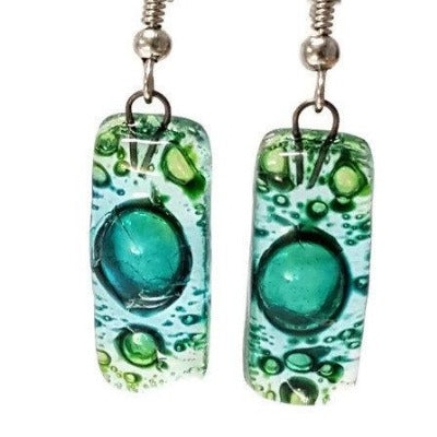 Set earrings and pendant. GREEN  Recycled Glass. Handmade