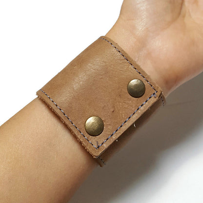 Wide Leather Cuff. Blue Leather Bracelet. Blue red and Teal Recycled glass and light brown soft leather Bracelet. Ecofashion holiday gifts