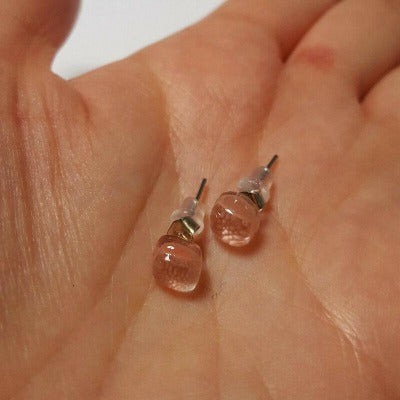 Small Post soft pink Earrings. Fused Glass Studs. Recycled Glass jewelry. Minimal small plain dainty Stud earrings