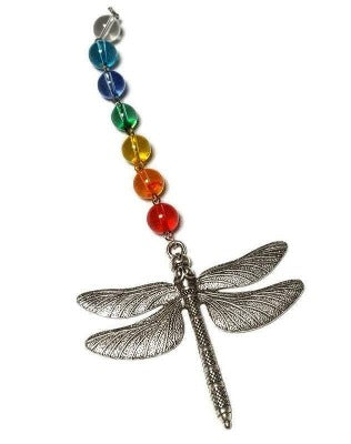 Dragonfly window ornament. Love is love, Rainbow decoration.  Colorful wall decor.   Handpainted vintage glass. Fun gift.