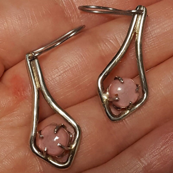 Pink One of a kind Recycled Glass Dangle earrings. Handmade fused glass dangle earrings. Dainty glass drop. Unique pieces