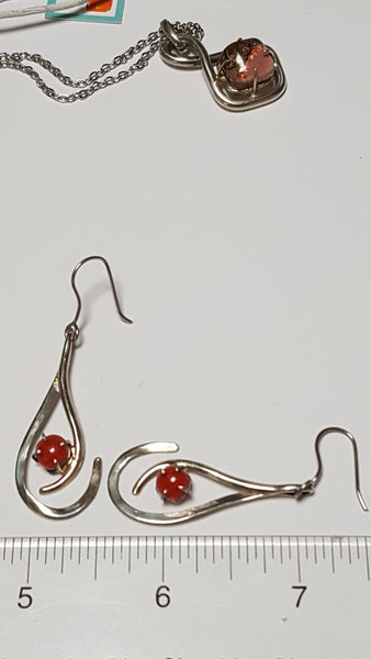 RED One of a kind Recycled Glass Dangle earrings. Handmade fused glass dangle earrings. Dainty glass drop. Unique pieces