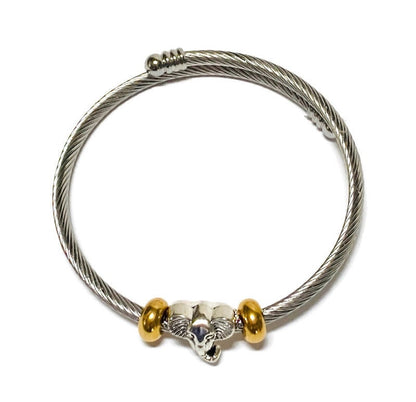 Elephant Stainless Expandable twisted Steel Bracelet Glass Charm Bead. Easy to put on adjustable stretch memory wire. One size fits most