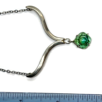 Delicate Recycled Glass green with bubbles pendant . Handmade fused necklace. Dainty glass jewelry . Unique pieces. Awesome stone