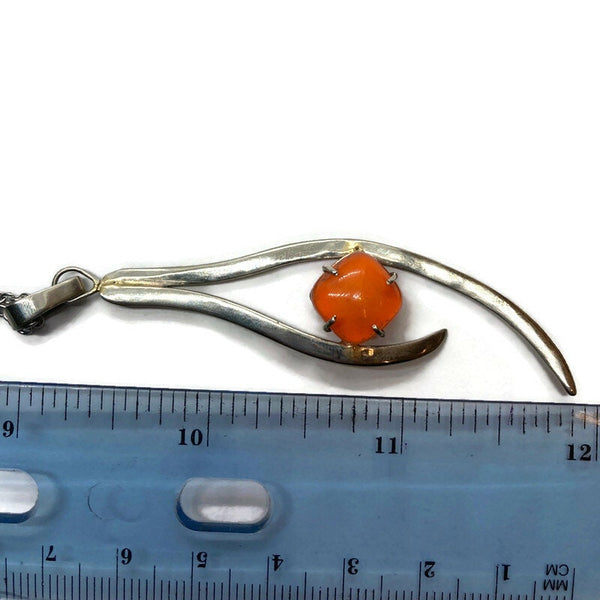 One of a kind Recycled Glass orange pendant . Handmade fused necklace. Dainty glass jewelry . Unique pieces. Awesome stone