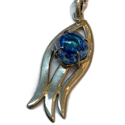 One of a kind Recycled Glass handcrafted pendant fused glass necklace . Unique pieces