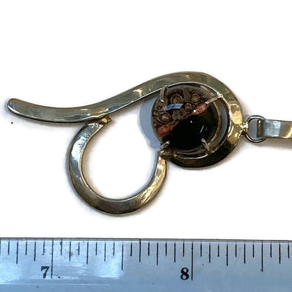 Black, copper and brown and green Recycled fused glass unique handcrafted pendant . “ B” heart shape