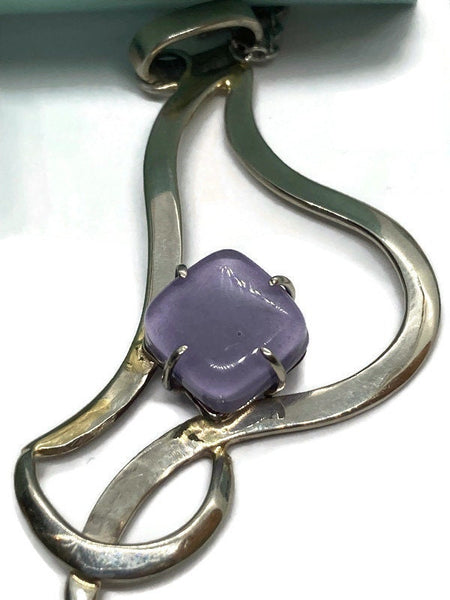 One of a kind Recycled Glass lilac pendant . Handmade fused necklace. Dainty glass jewelry . Unique pieces. Awesome stone