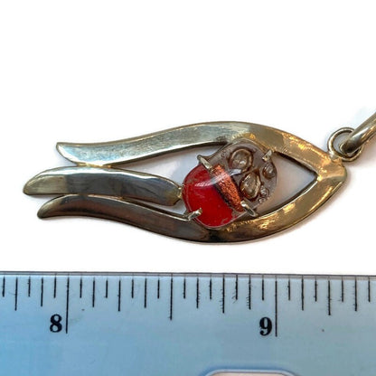 One of a kind Recycled red Glass handcrafted pendant fused glass necklace . Unique pieces