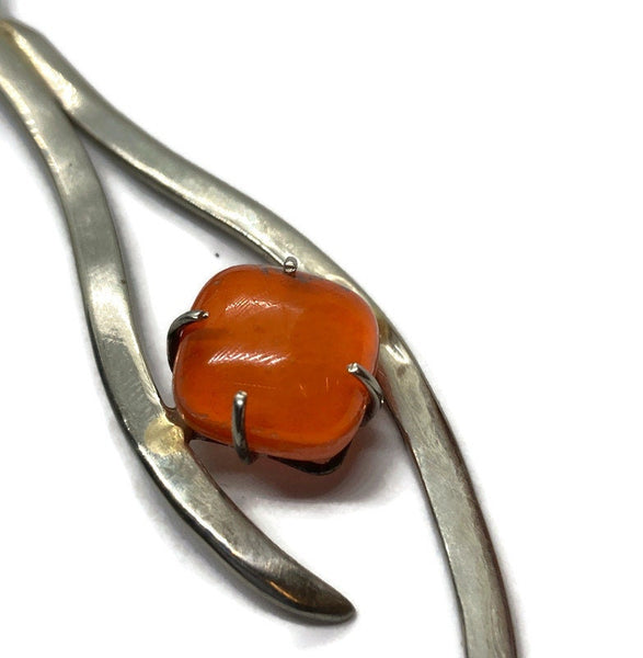 One of a kind Recycled Glass orange pendant . Handmade fused necklace. Dainty glass jewelry . Unique pieces. Awesome stone