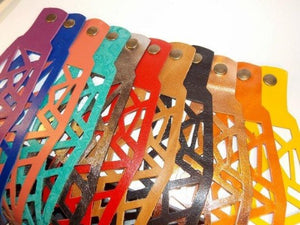 Hand-Cut Leather Bracelets - Handmade Recycled Glass Jewelry 