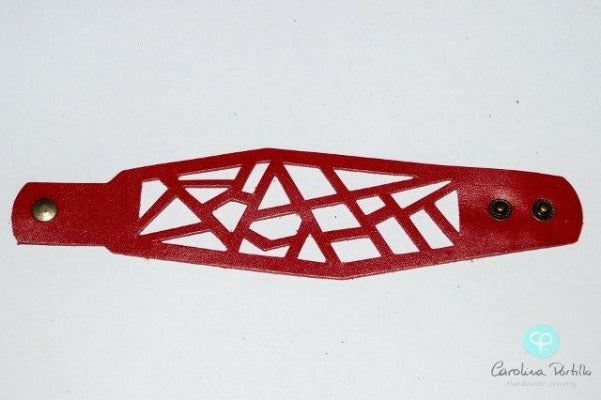 Hand-Cut Leather Bracelets - Handmade Recycled Glass Jewelry 