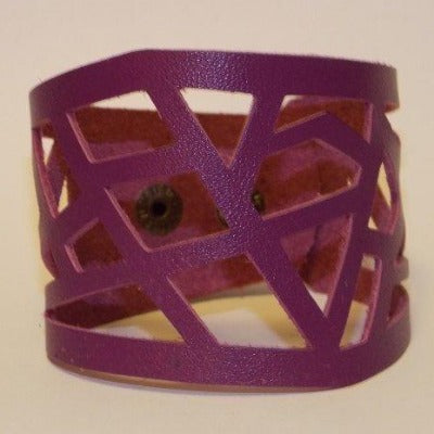 Hand-Cut Leather Bracelets - Handmade Recycled Glass Jewelry 