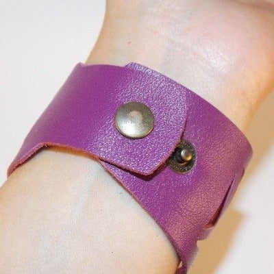 Hand-Cut Leather Bracelets - Handmade Recycled Glass Jewelry 