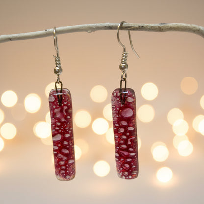 Cranberry long drop earrings