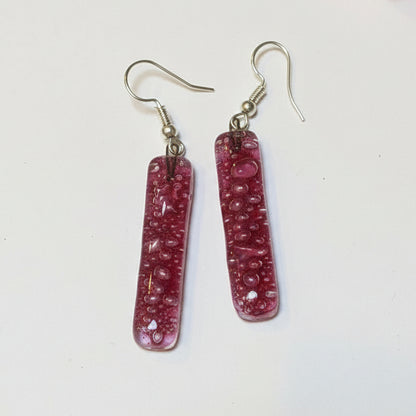 Cranberry long drop earrings