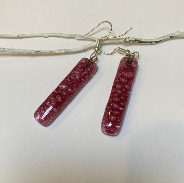 Cranberry long drop earrings
